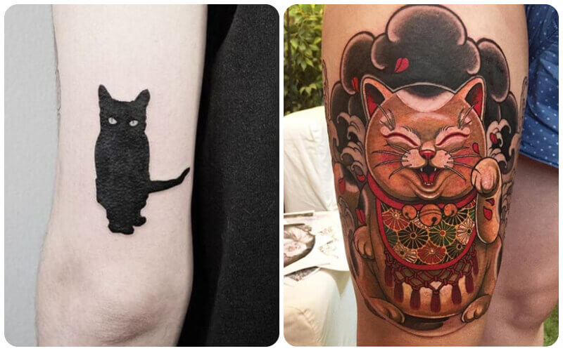 Black cat or Phu Quy cat tattoo