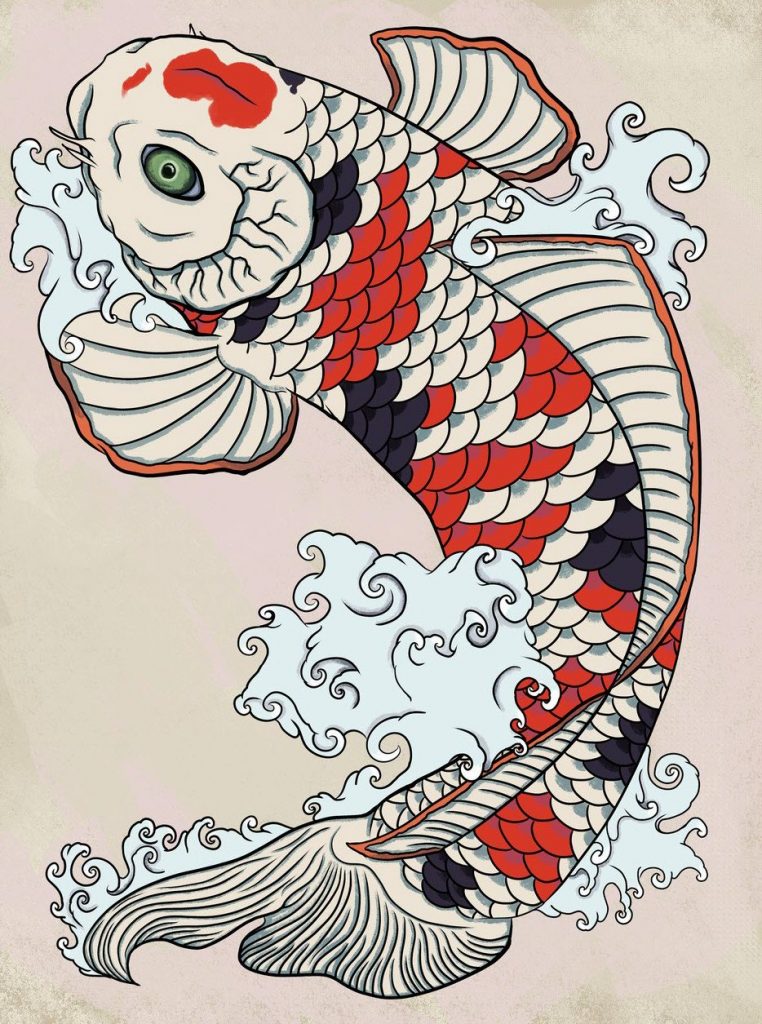 Bản vẽ cá Koi Nhật Bản